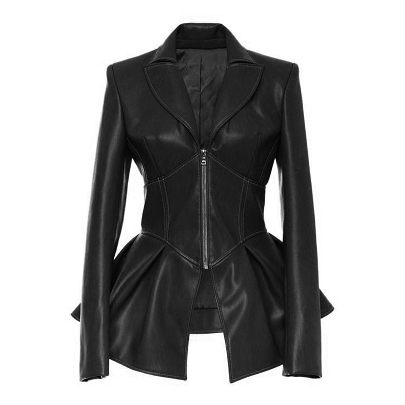 Women Black Gothic Faux Leather PU Jacket