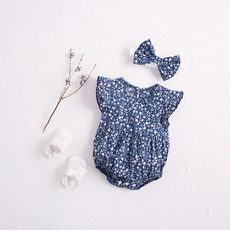 Summer Girls Floral Cotton One-Piece Romper