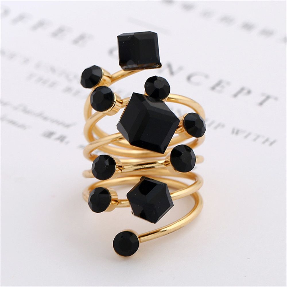 Adjustable Gothic Statement Party Crystal Stone Ring