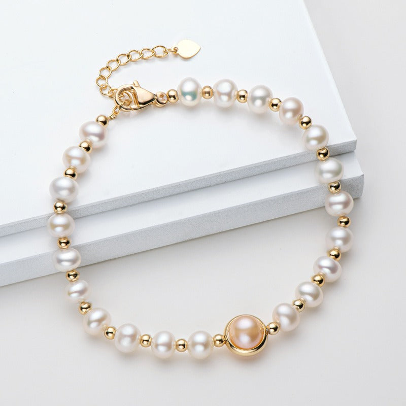 Luxury Style 14K Gold Coated Natural Freshwater Pearl Bracelet