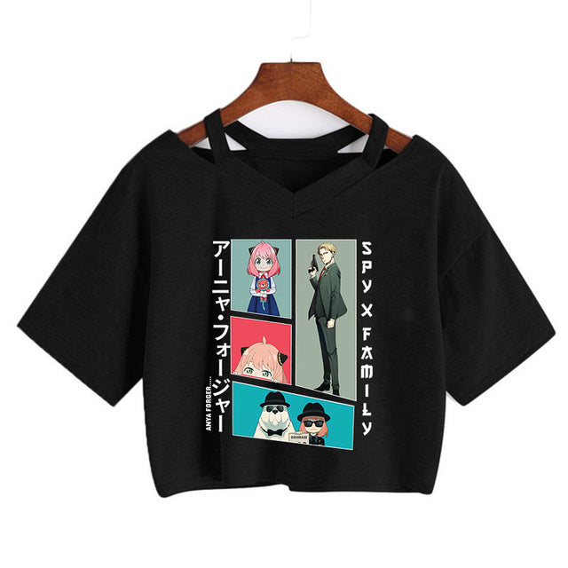 T-shirt Kawaii Cartoon Anya Crop Tops