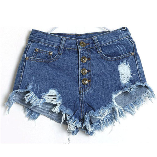 Women Vintage High Waist  Slim Fit Denim Jeans Shorts