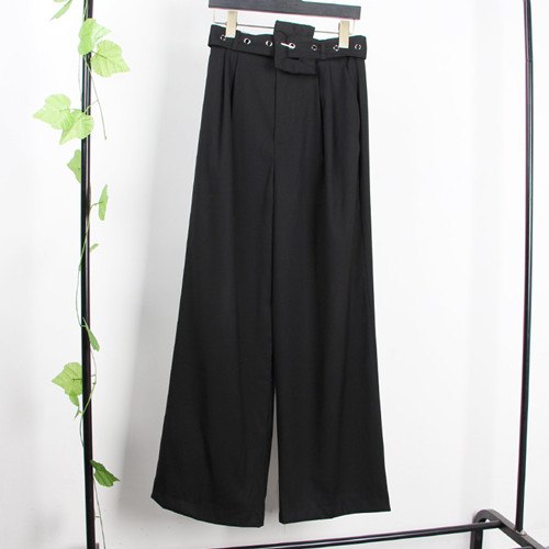 Women Long Capris Spring Sashes Wide Leg Trousers