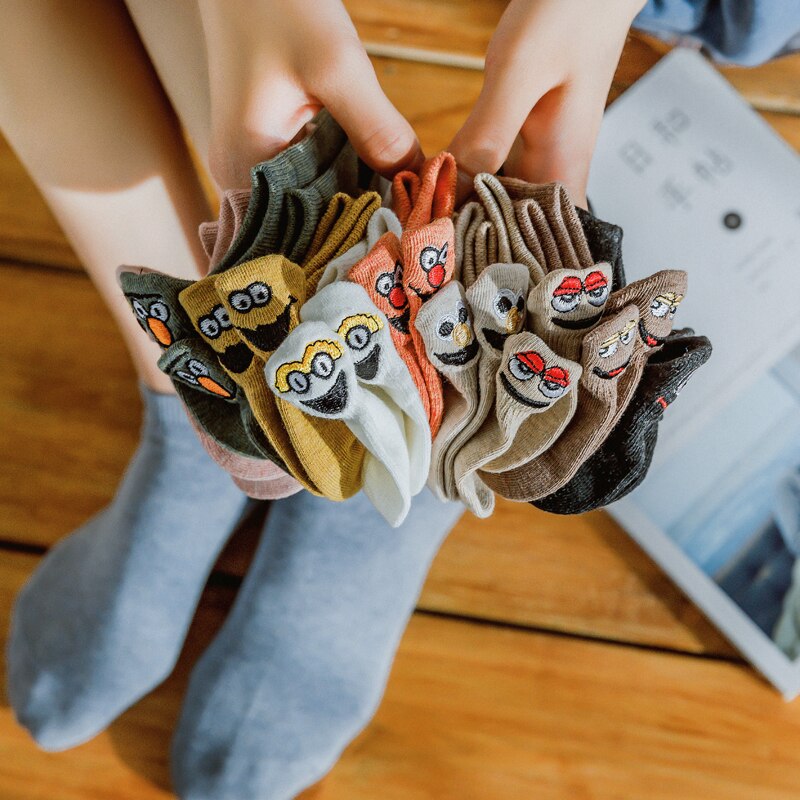 Woman Embroidered Expression Socks