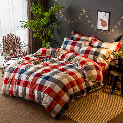 Cotton Plaid Sheet Quilt Cover