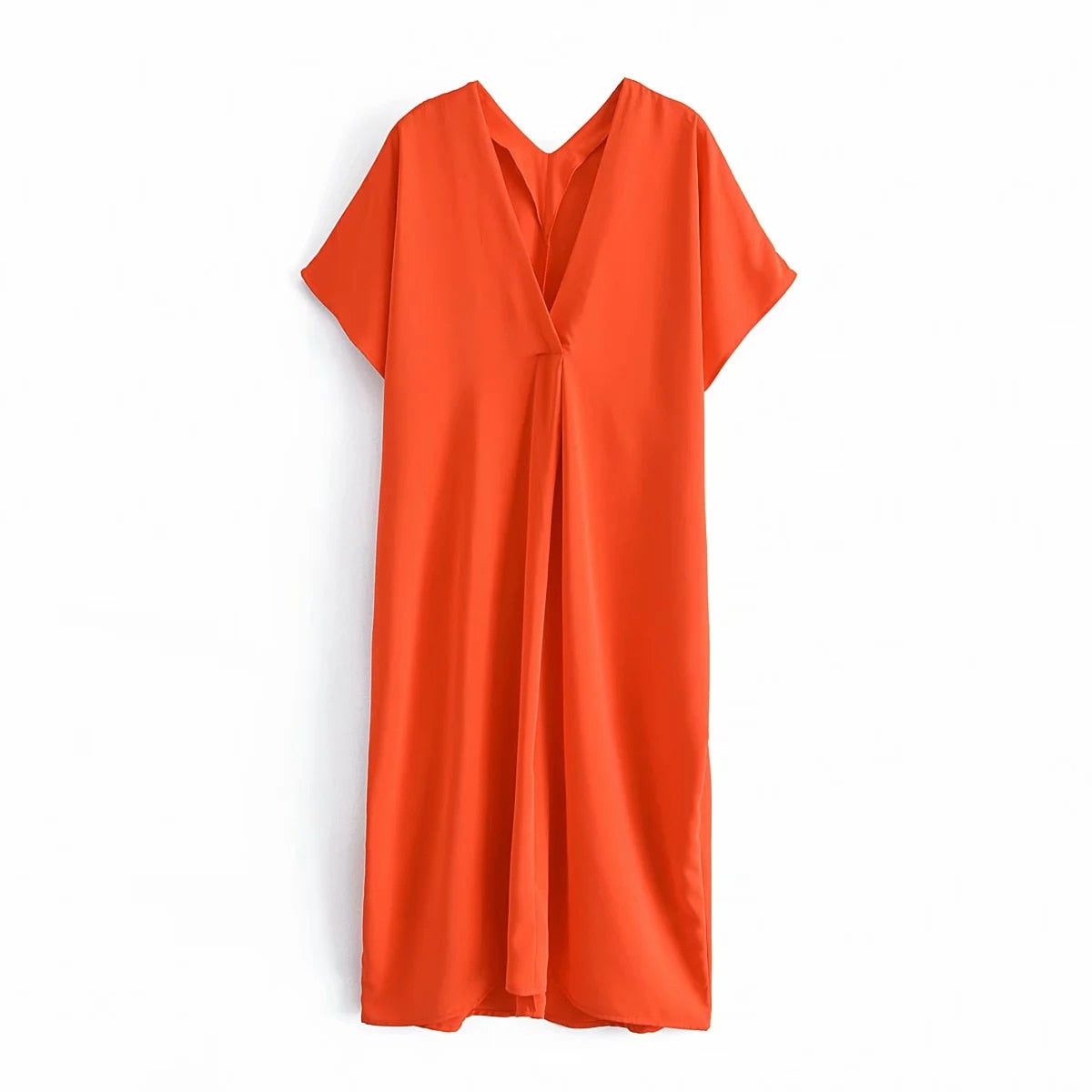 Summer Orange Satin Long Dress