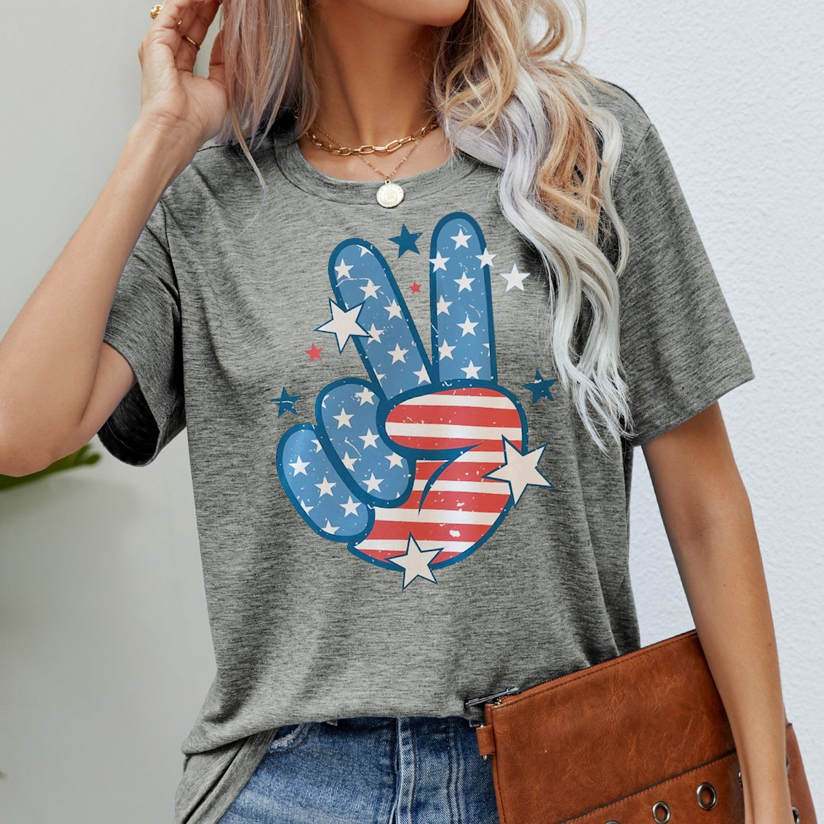 Women's American Independence Day Round Neck Short Sleeve T-shirt