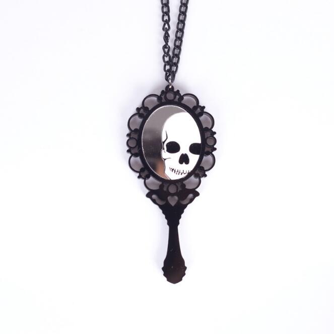 Fashion Jewelry Skeleton Magic Mirror Long Pendant Necklaces for Women