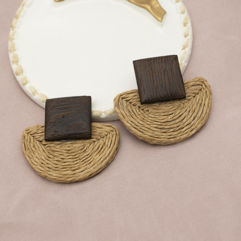 Wooden Retro Mori Long Braided Earrings