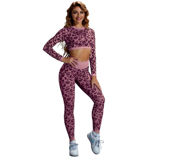 New Leopard Print Long-Sleeved Yoga Clothing Suit