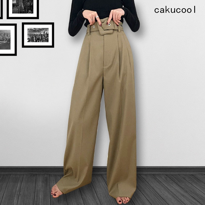 Women Long Capris Spring Sashes Wide Leg Trousers