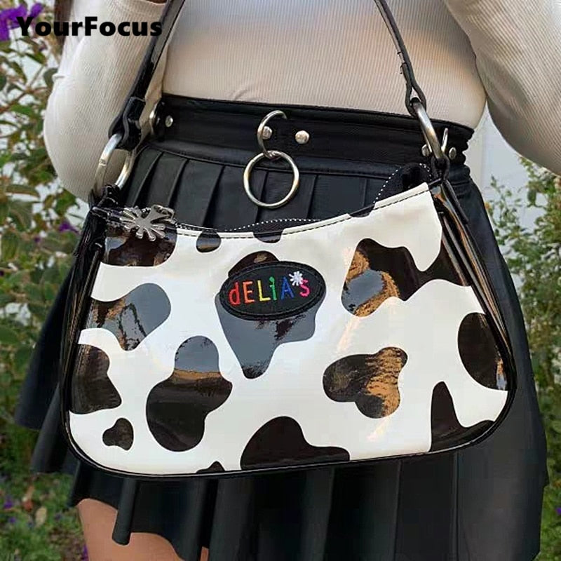 kawaii cute sweet cow pattern spot handbag mini underarm bag axillary pouch