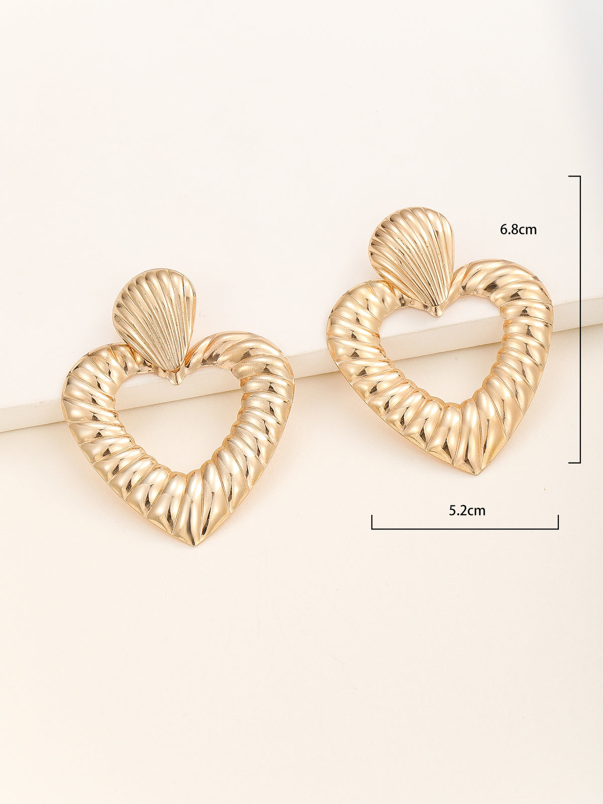 Exaggerated Metal Gold Hollow Out Big Love Heart Earrings For Women