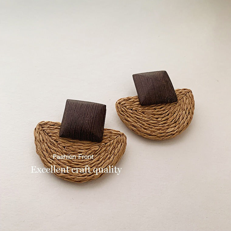 Wooden Retro Mori Long Braided Earrings