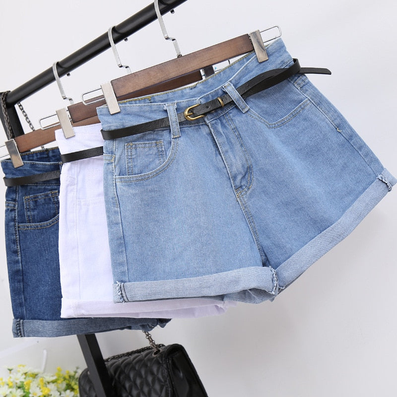 High Waist  Pockets Casual Short Jeans