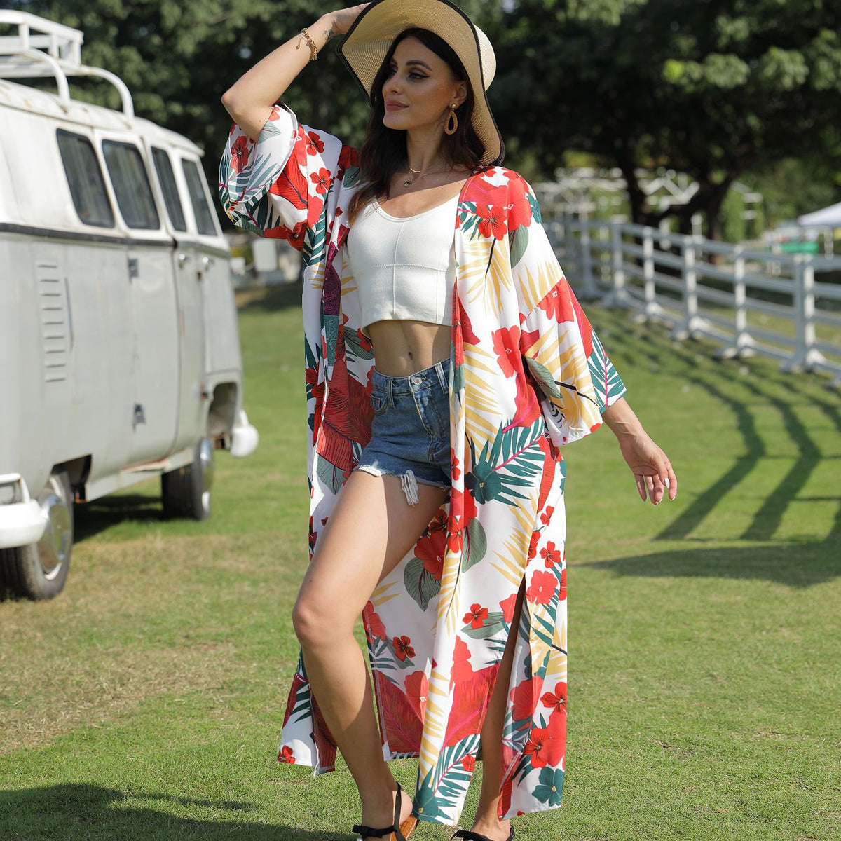 Floral Prints Kimono Cardigan