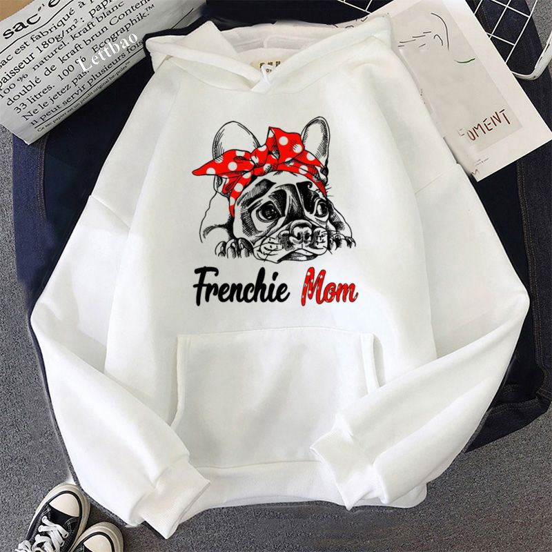 French Bulldog Hooded Sweater 90s Street