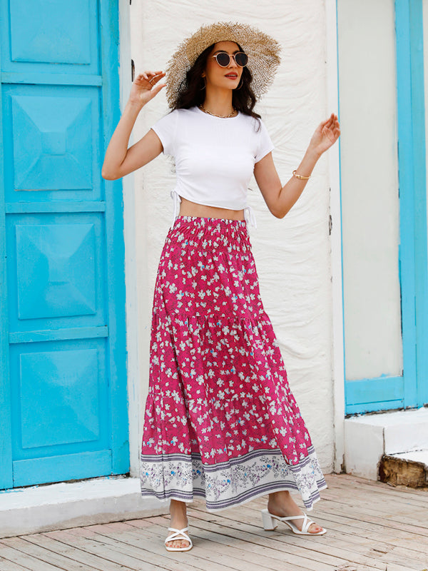 Ladies Casual Fashion Boho Print Skirt