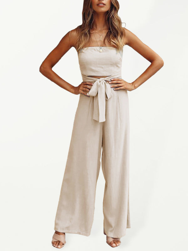 Women's Strapless Tie-waist Jumpsuit