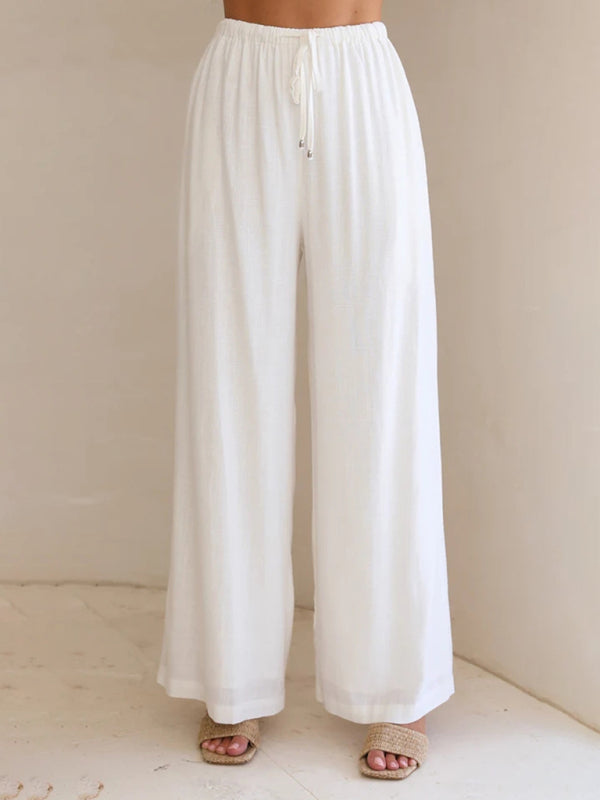 Women's Solid Color Casual Loose Wide Leg Trousers