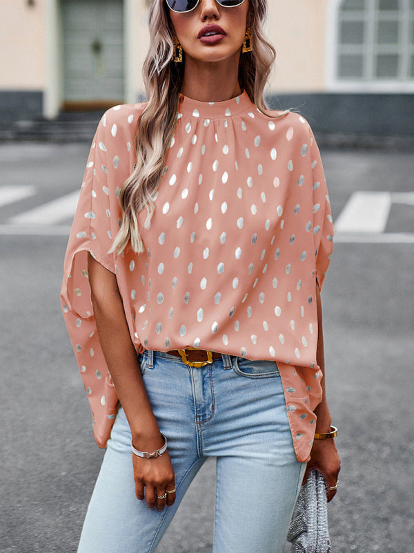 Golden polka dot temperament design sense long-sleeved blouse